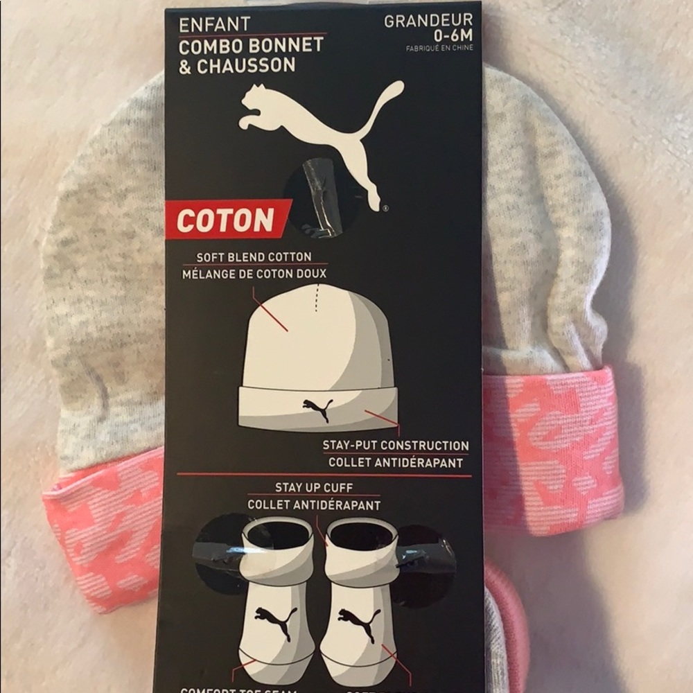 [ Puma ] Newborn Baby Girl’s Pink Hat & Bootie NWT - Picture 5 of 5